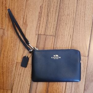 Coach Navy Leather Wristlet